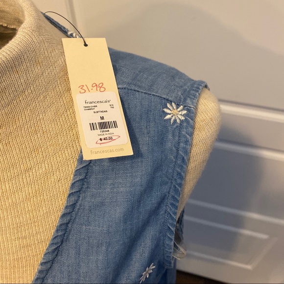 Blue Sleeveless Crop Top Francesca's Denim Daisy - Picture 4 of 6